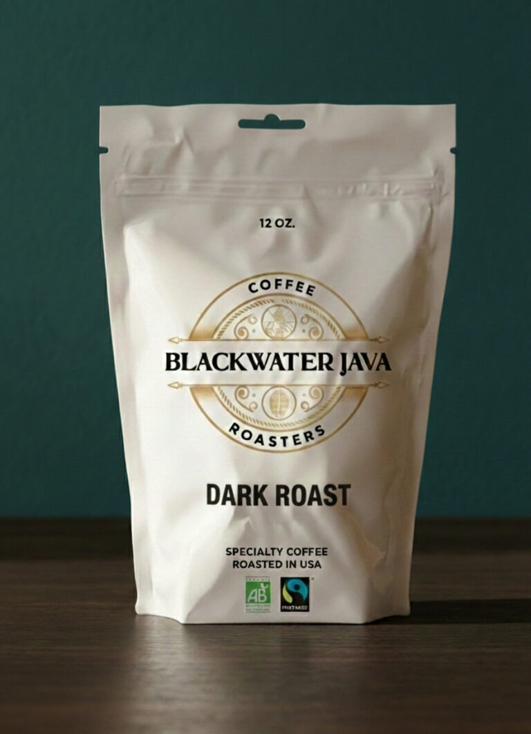 Blackwater Java Dark Roast coffee bag, Specialty Coffee Roasted in USA