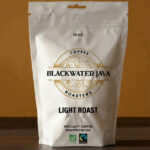 White coffee bag labeled Blackwater Java Light Roast, roasted in USA